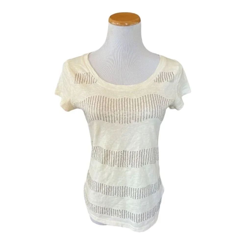 Womens Coldwater Creek Sequin Embellished Everyday Tee Shirt - Sz XS 4/6